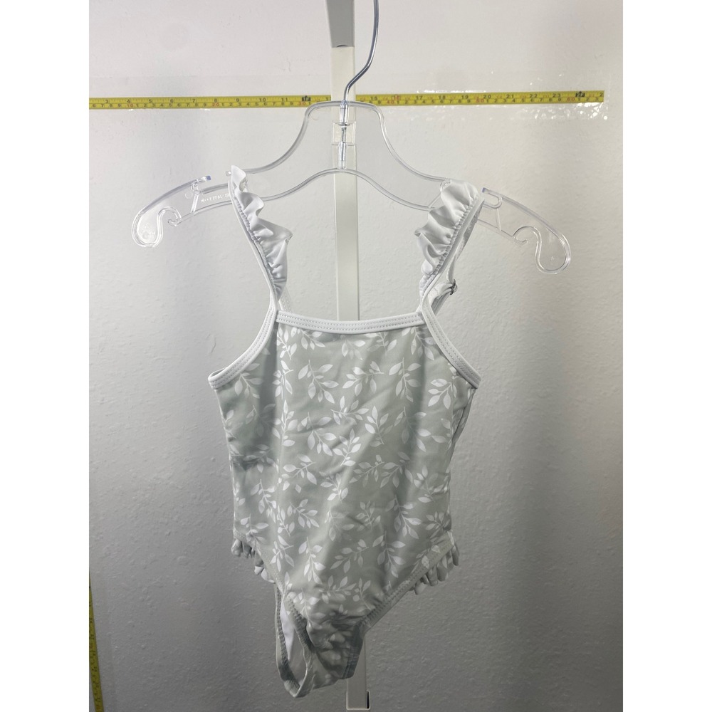 Coral Reef Swim Baby Girls Sage Green Leaf Print Ruffle One Piece Swimsuit 12M‎